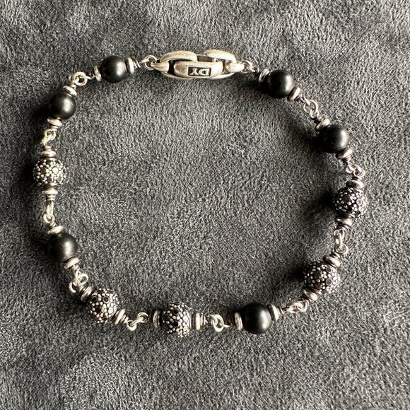David Yurman Rosary Beads Bracelet w/ Black Onyx & Black Diamonds - Medium - Picture 11 of 14
